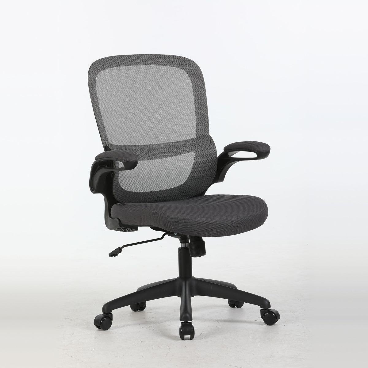 ACACIA task chair in grey, three-quarter view