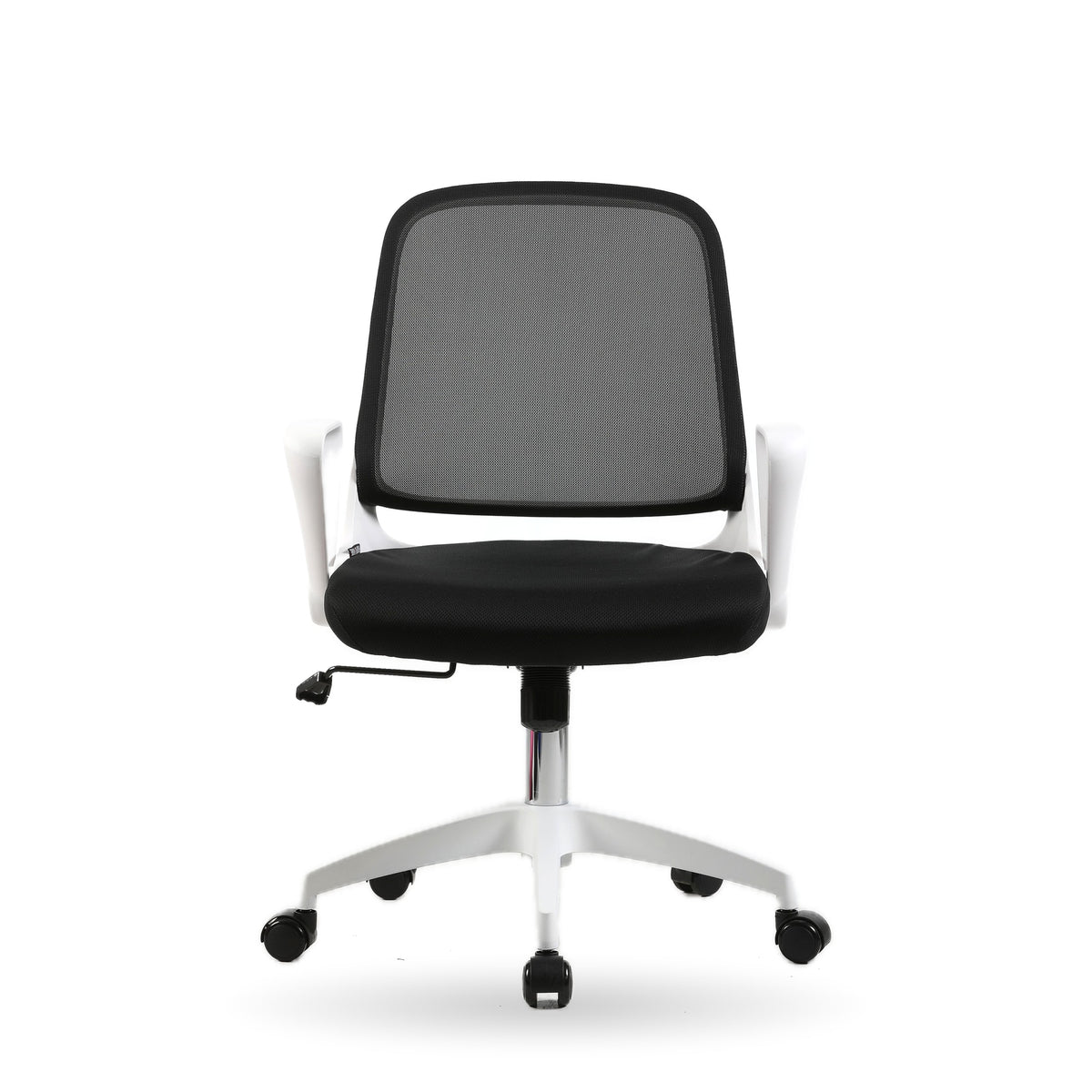 ALANI study chair in black with white frame, front view, on a white background