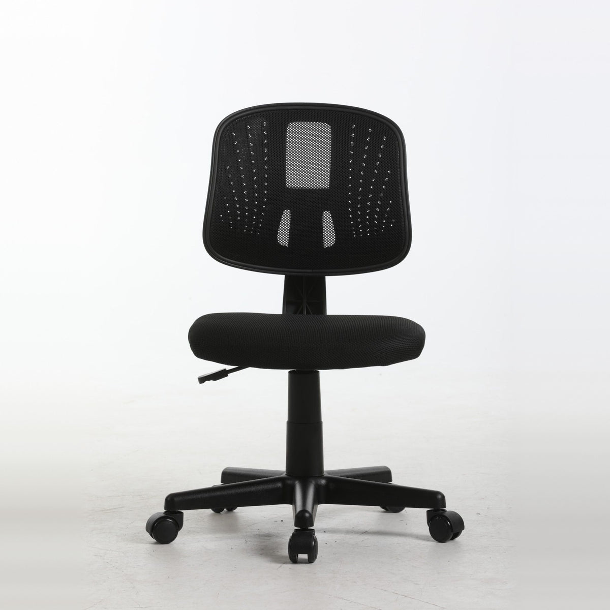 ALBA armless study chair in black, front view