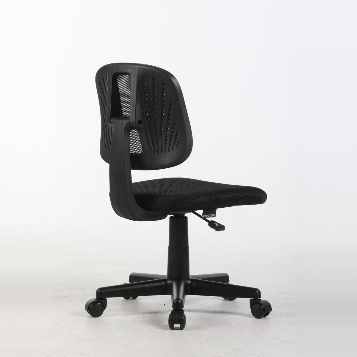 ALBA armless study chair in black, rear three-quarter view