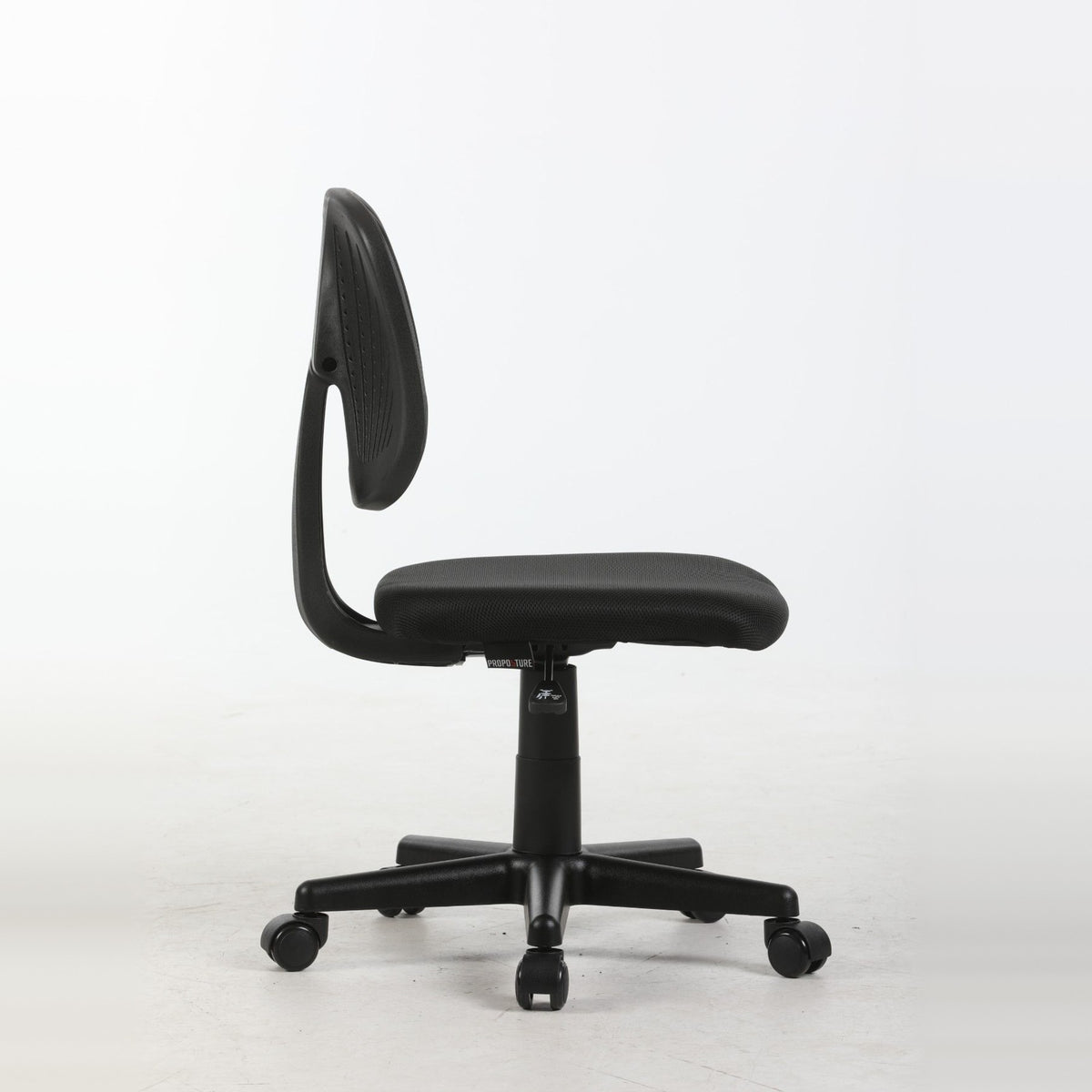 ALBA armless study chair in black, side view