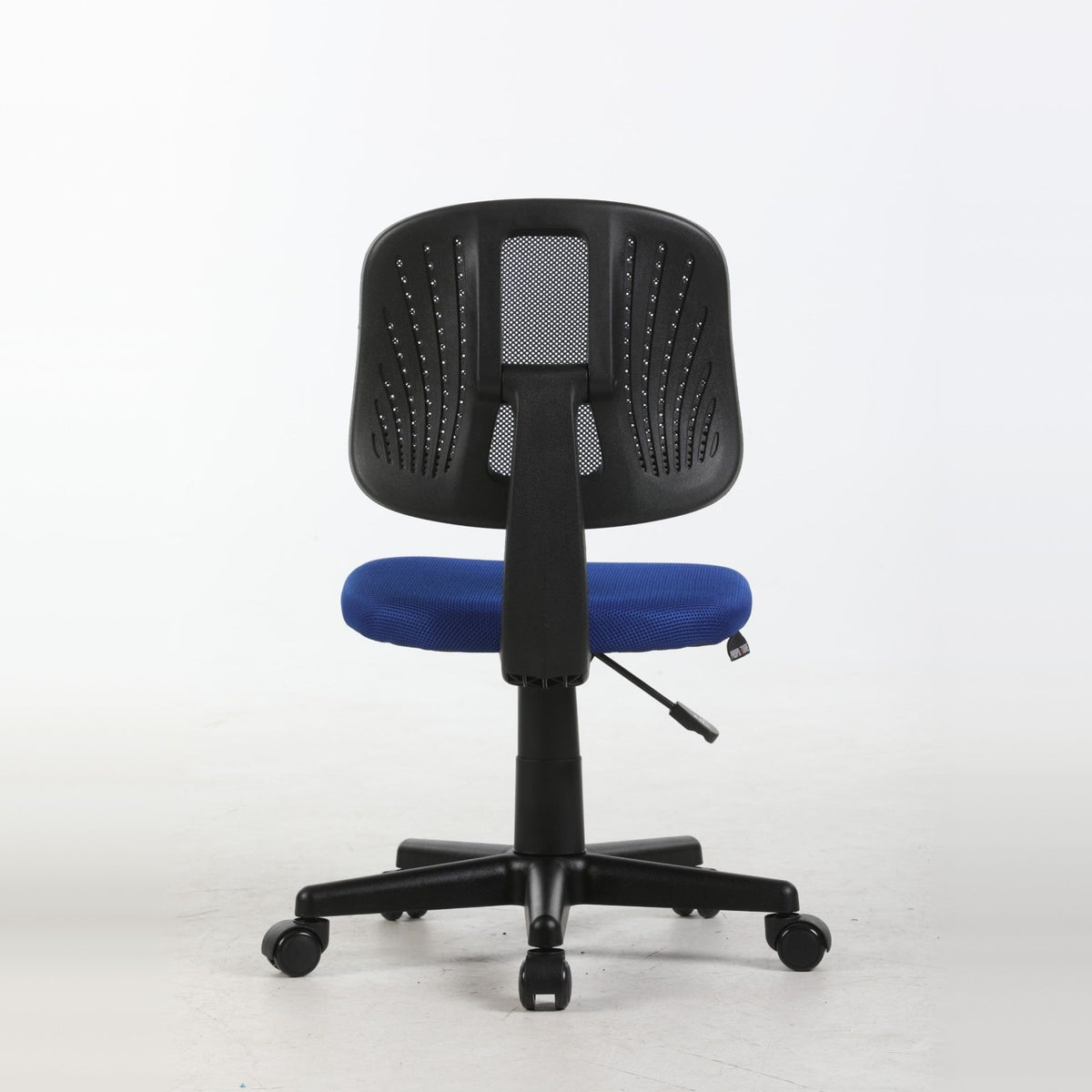 ALBA armless study chair in blue, back view