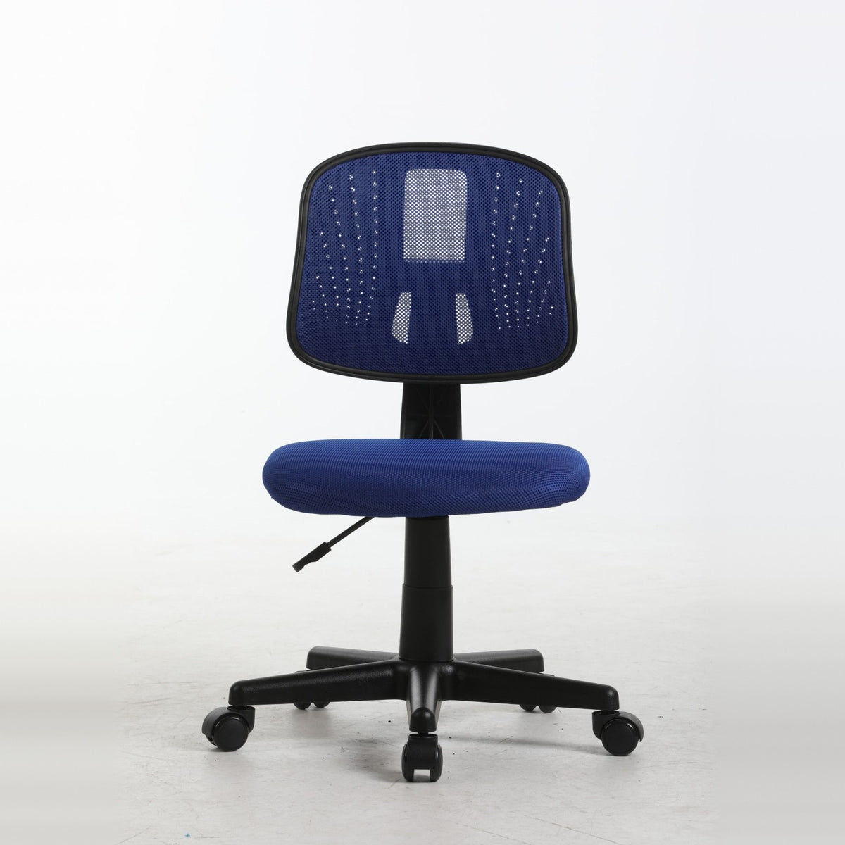 ALBA armless study chair in blue, front view