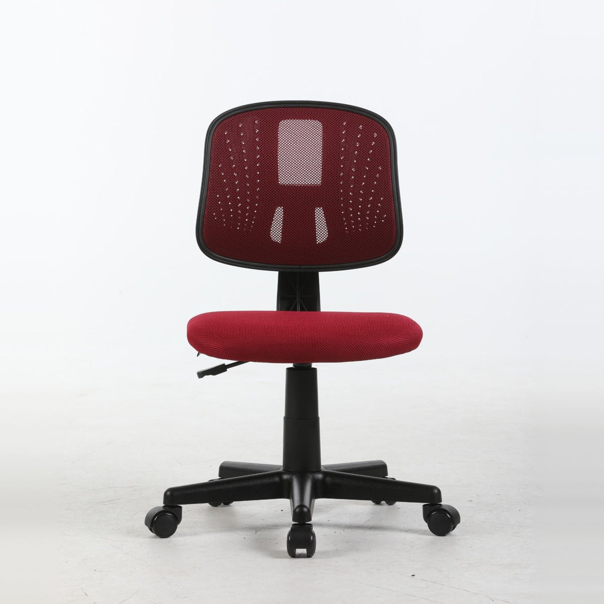 ALBA armless study chair in burgundy, front view