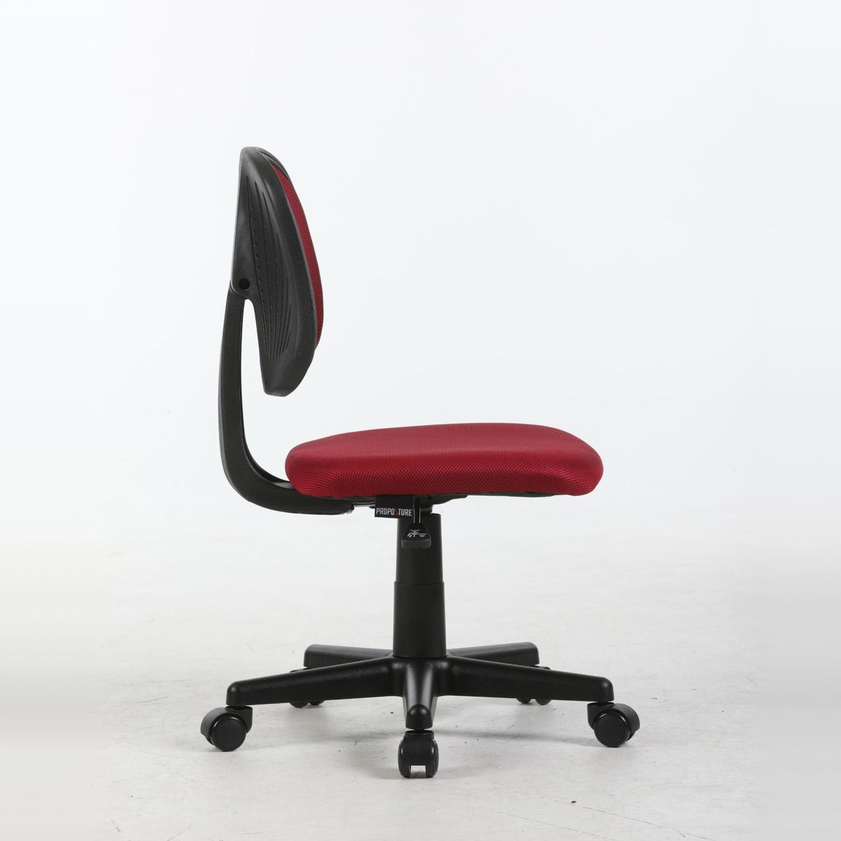 ALBA armless study chair in burgundy, side view