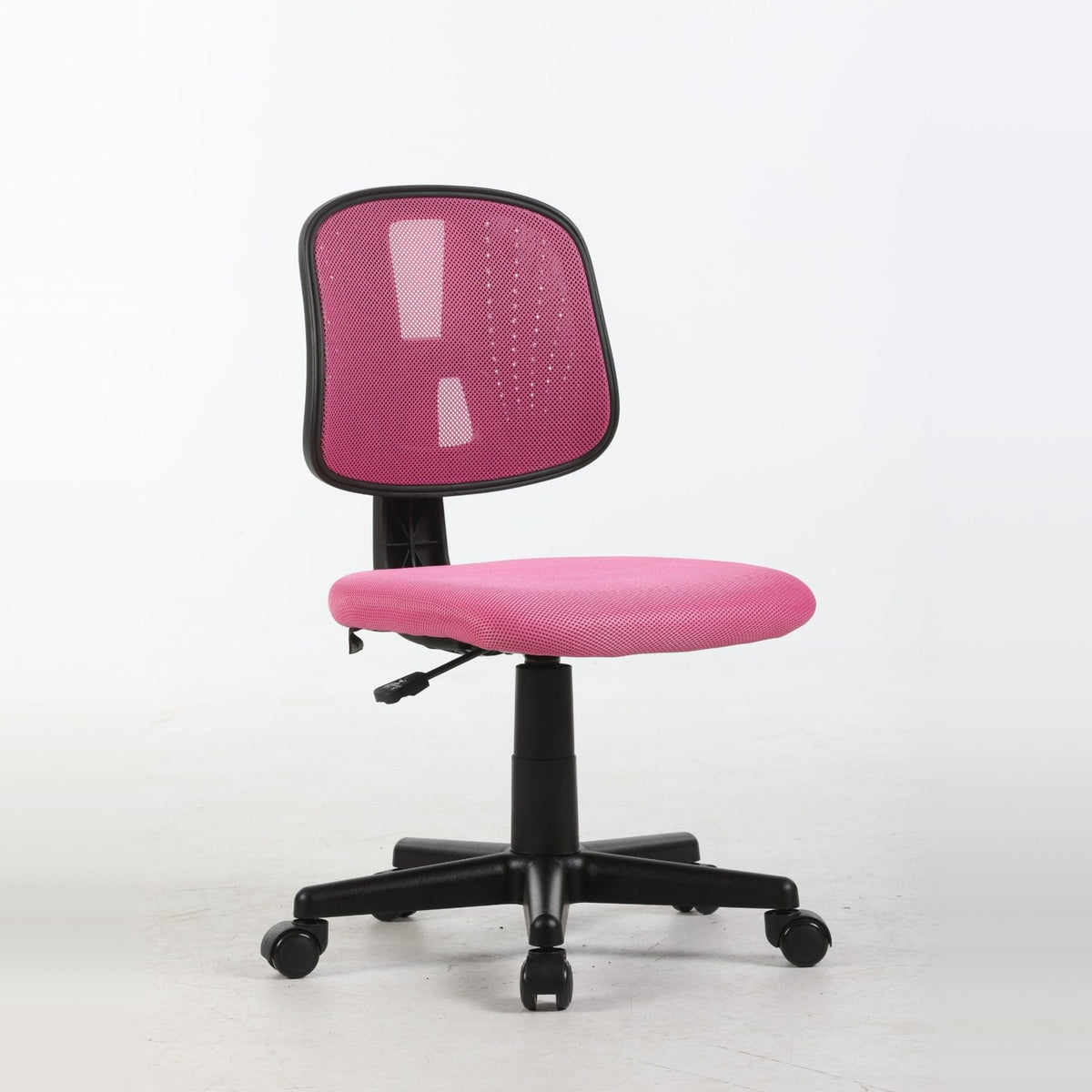 ALBA armless study chair in pink, three-quarter view