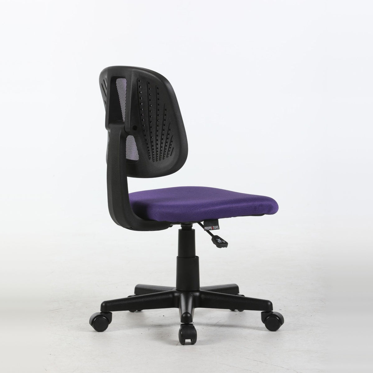 ALBA armless study chair in purple, rear three-quarter view