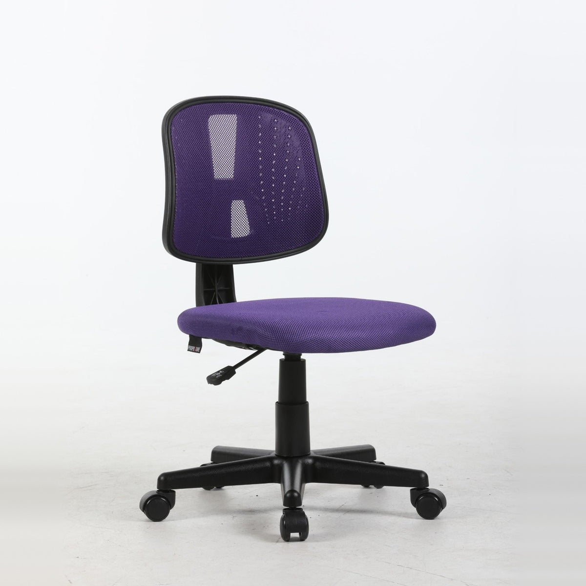 ALBA armless study chair in purple, three-quarter view
