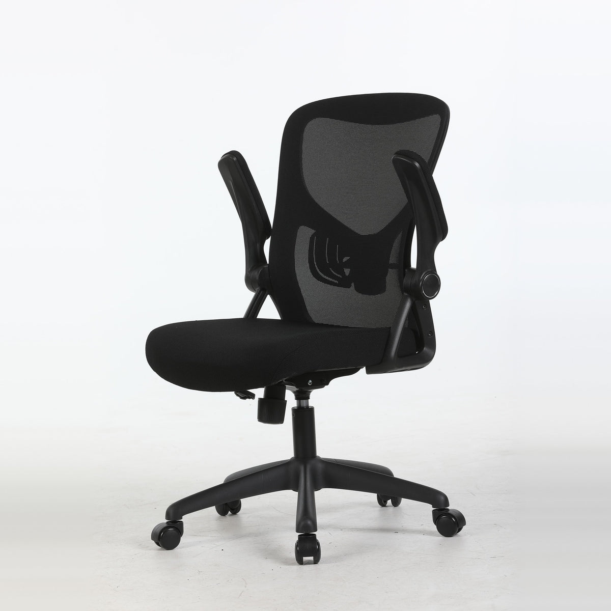 AYLA office chair in black with the arms flipped up