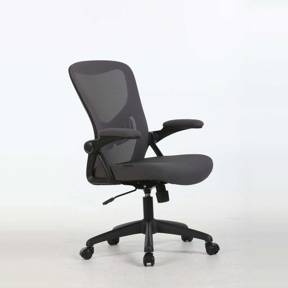 AYLA office chair in grey, three-quarter view