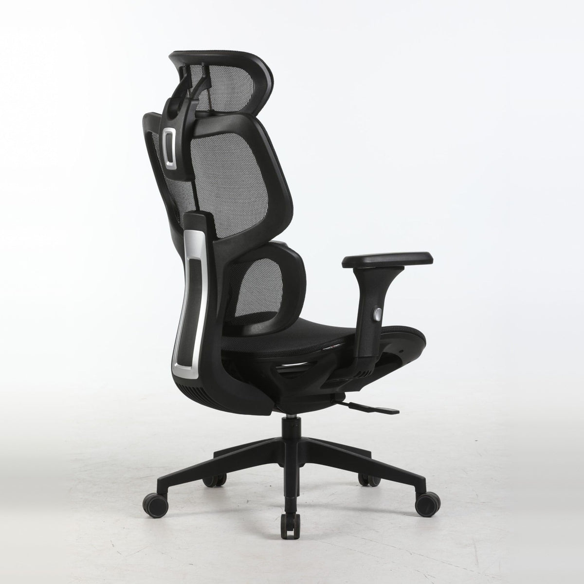 SILAS office chair in black, rear three-quarter view