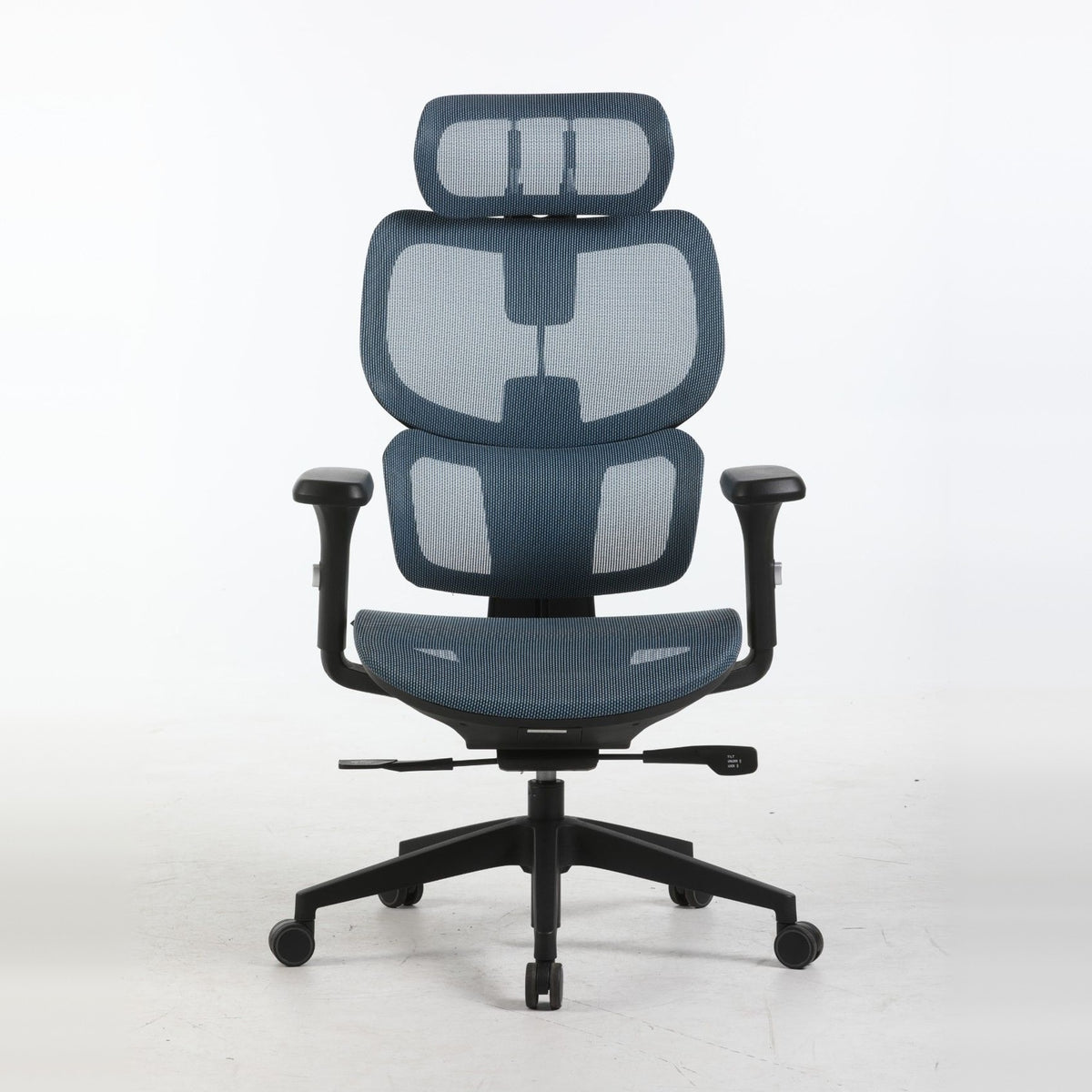 SILAS ergonomic office chair in blue, front view
