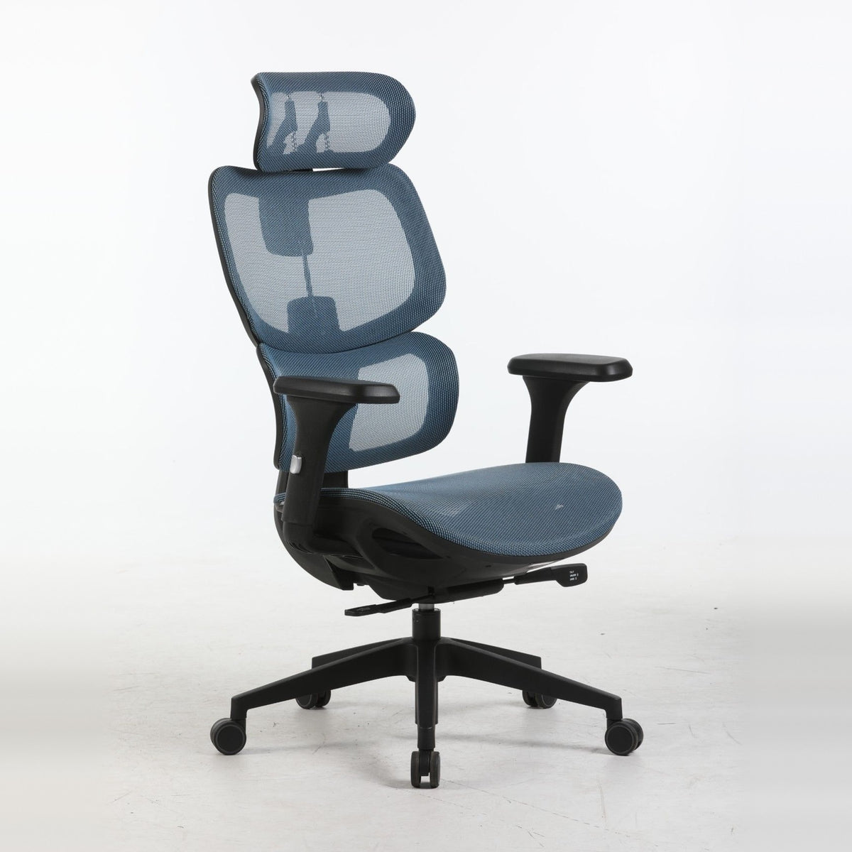 SILAS office chair in blue, three-quarter view