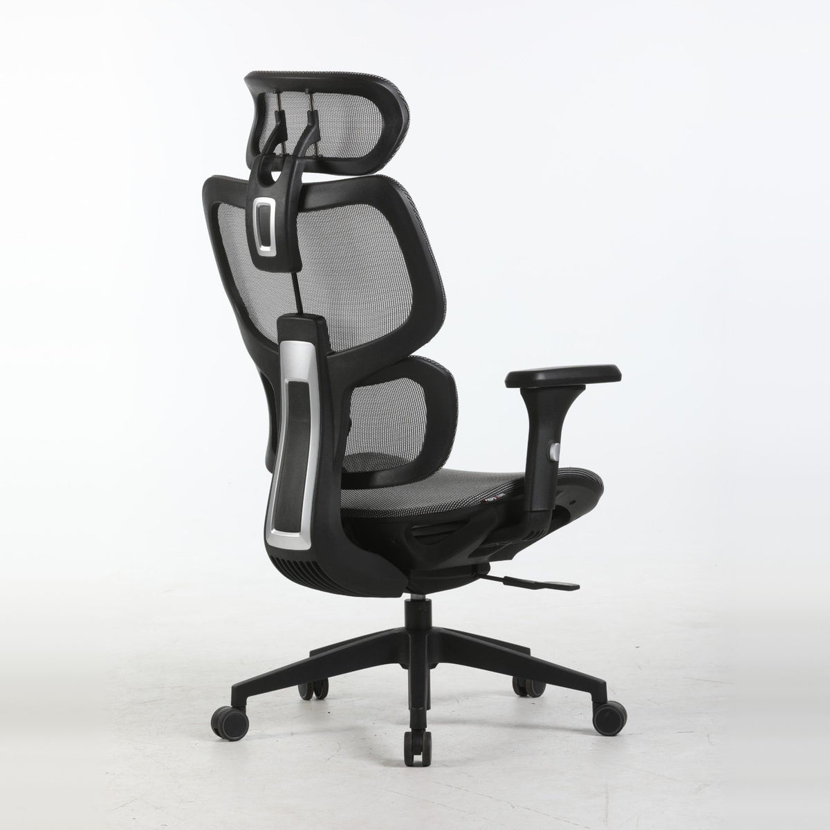 SILAS office chair in grey, rear three-quarter view