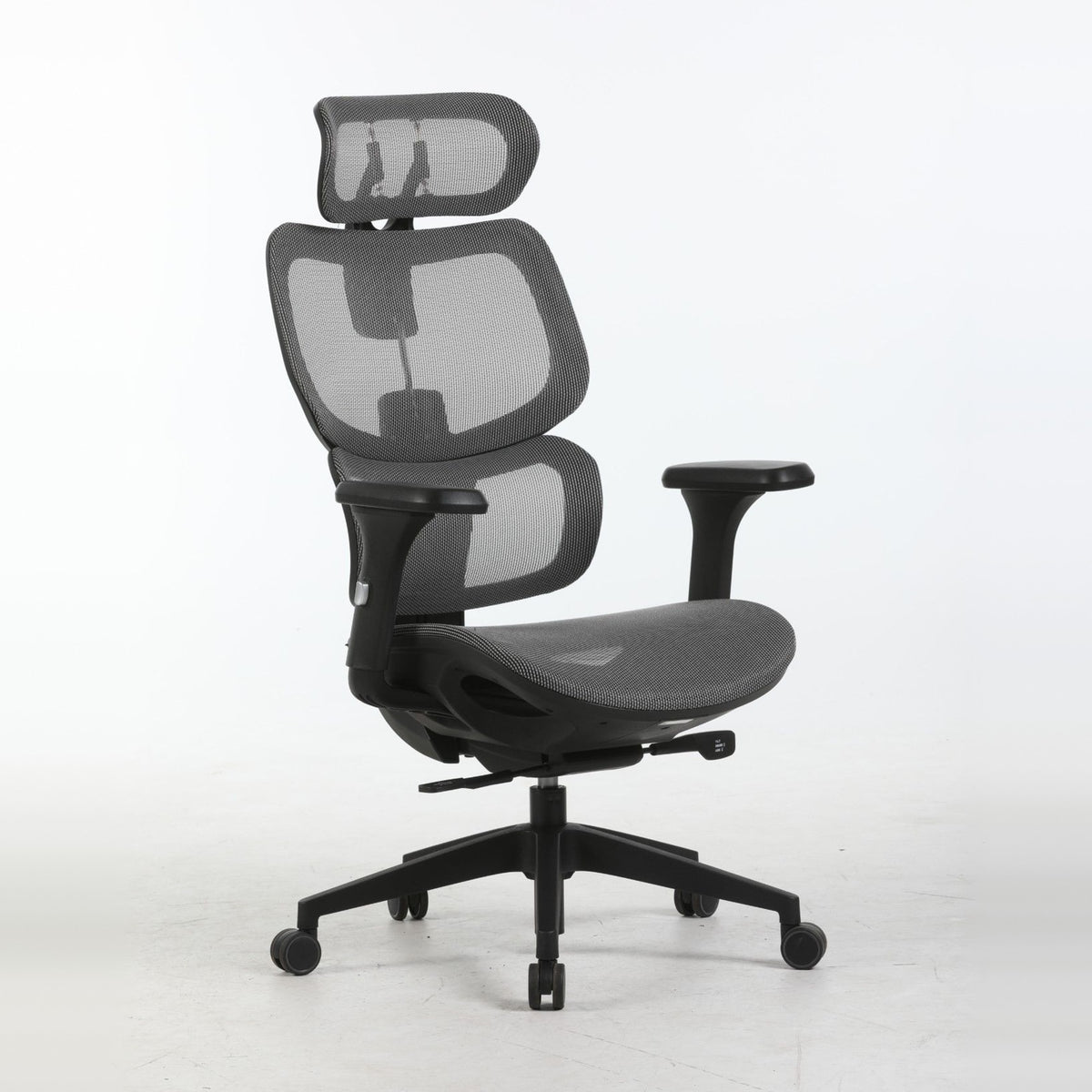 SILAS office chair in grey, three-quarter view