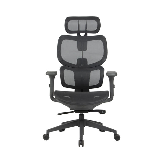 SILAS ergonomic office chair with headrest, front view, on a white background
