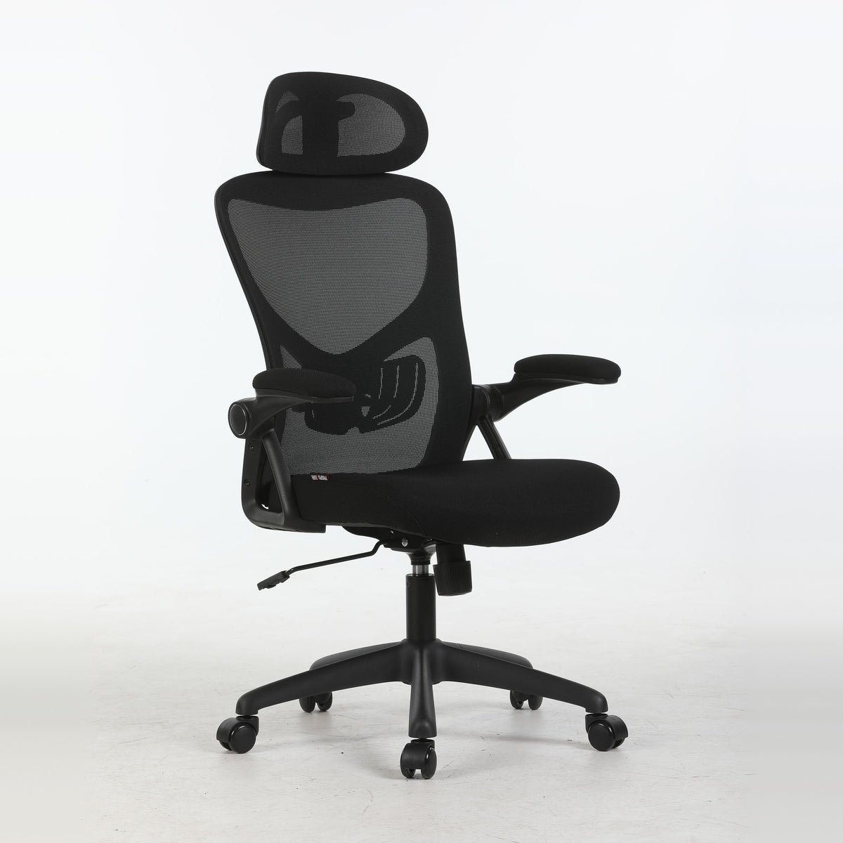 TILIA office chair with headrest, three-quarter view