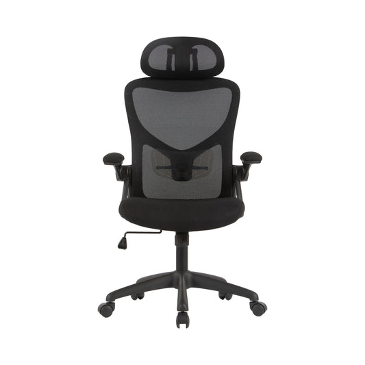 TILIA office chair with headrest, front view, on a white background